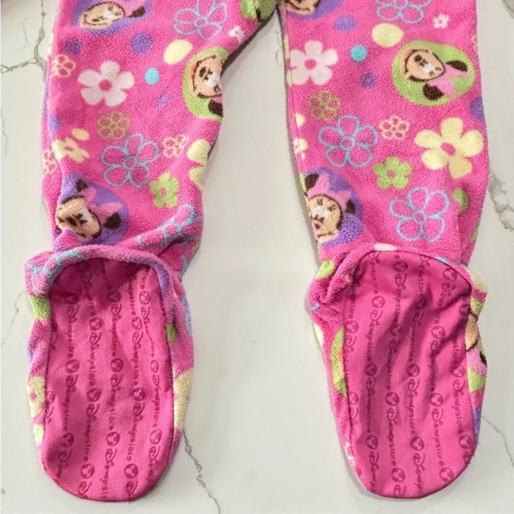 Disney Minnie Mouse Footed Pink Fleece Sleeper Floral Pajamas Footie 1-piece 3T